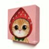 Strawberry-Head Cat (5 x 5 inches, chunky canvas) | Original by Ranilyn