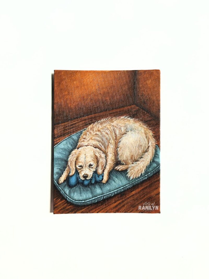 resting dog original 1 Resting Dog (6 x 8 inches, canvas panel) | Original by Ranilyn