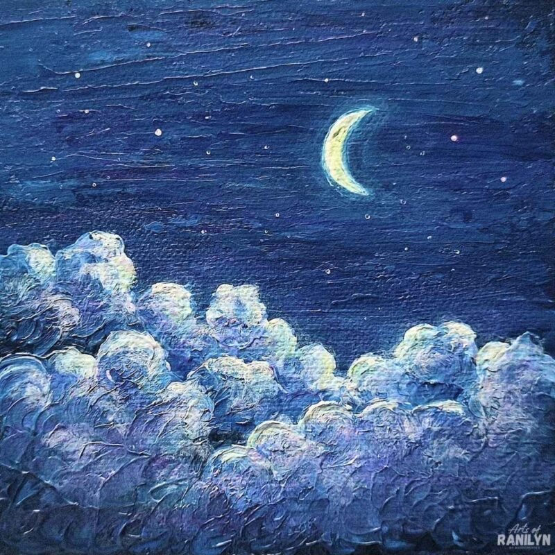 Sa Ilalim ng Buwan II (5 x 5 inches, chunky canvas) | Original by Ranilyn