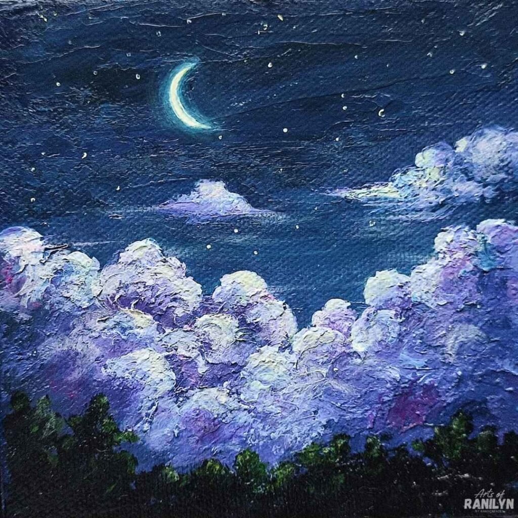 Sa Ilalim ng Buwan III (5 x 5 inches, chunky canvas) | Original by Ranilyn