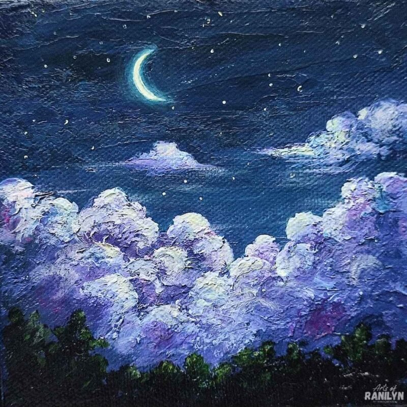 Sa Ilalim ng Buwan III (5 x 5 inches, chunky canvas) | Original by Ranilyn